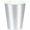 Creative Converting Solid Color Tableware Silver Foil 9 Oz Paper Cups, 8 Ct