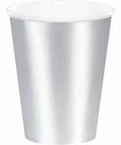 Creative Converting Solid Color Tableware Silver Foil 9 Oz Paper Cups, 8 Ct
