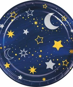 Creative Converting Starry Night Dessert Plate, Foil 8ct Themed Tableware