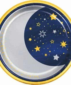 Creative Converting Starry Night Dinner Plate, Moon, Foil 8ct