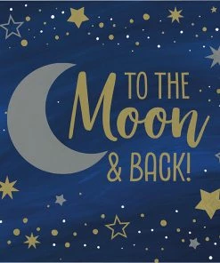 Creative Converting Themed Tableware Starry Night Luncheon Napkin, Moon And Back 16ct