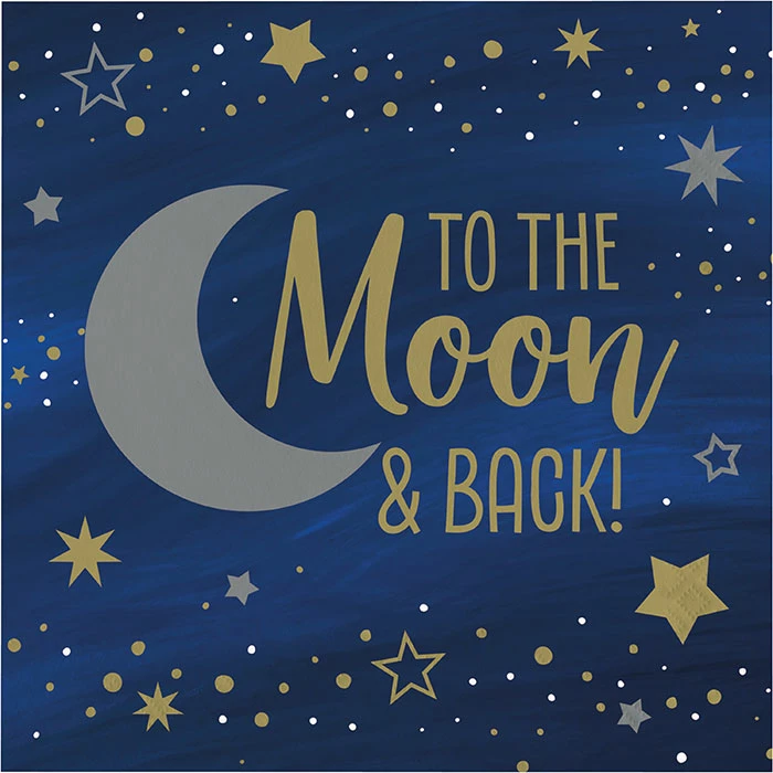 Creative Converting Themed Tableware Starry Night Luncheon Napkin, Moon And Back 16ct