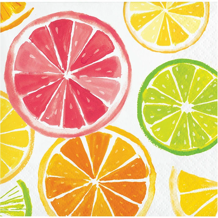 Creative Converting Summer Citrus Slices Beverage Napkin 16ct