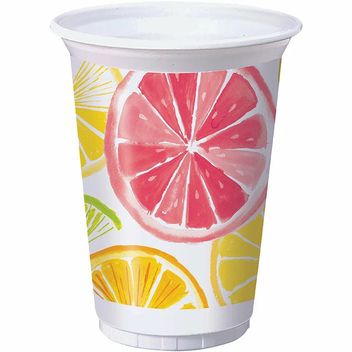 Creative Converting Summer Citrus Slices Printed Plastic Cups, 16oz 8ct