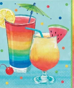 Creative Converting Summer Cocktails Luncheon Napkin 16ct Summer, BBQ And Picnic Themed Decorations