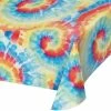 Creative Converting Tie Dye Swirl White Plastic Tablecover 54" X 108", All Over Print
