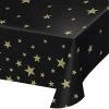 Creative Converting General Decorations Stars Black Plastic Tablecover 54" X 108", All Over Print