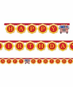 Creative Converting Flaming Fire Truck Jointed Banner Lg Kids Birthday Party Themes