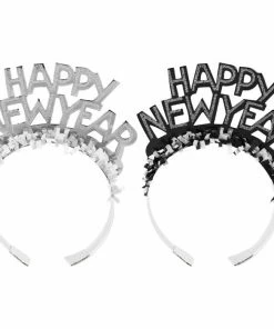 Creative Converting New Year's Eve Black And Silver Foil Glitter Tiaras New Year's Eve Party Supplies