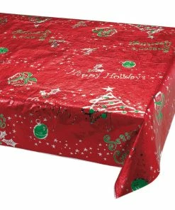 Creative Converting Metallic Printed Christmas Plastic Table Cover Christmas Party Supplies