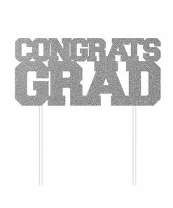 Creative Converting Silver Congrats Grad Cake Topper