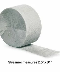Creative Converting Shimmering Silver Crepe Streamers 81' Solid Color Tableware