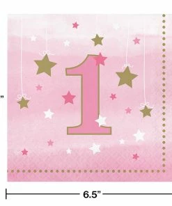 Creative Converting 1st Birthday Party Themes One Little Star Girl 1st Birthday Napkins, 16 Ct