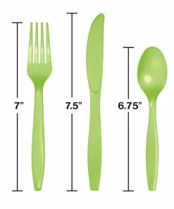 Creative Converting Fresh Lime Green Assorted Plastic Cutlery, 24 Ct Solid Color Tableware