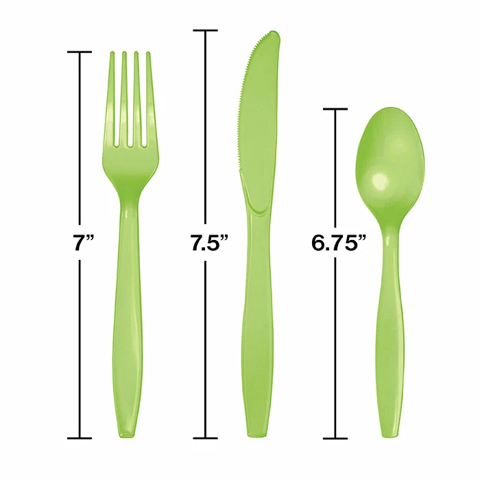 Creative Converting Fresh Lime Green Assorted Plastic Cutlery, 24 Ct Solid Color Tableware