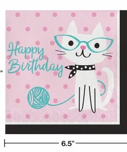 Creative Converting Cat Party Birthday Napkins, 16 Ct