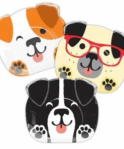 Creative Converting Dog Party Shaped Plate 9" Assorted Dogs, 8 Ct