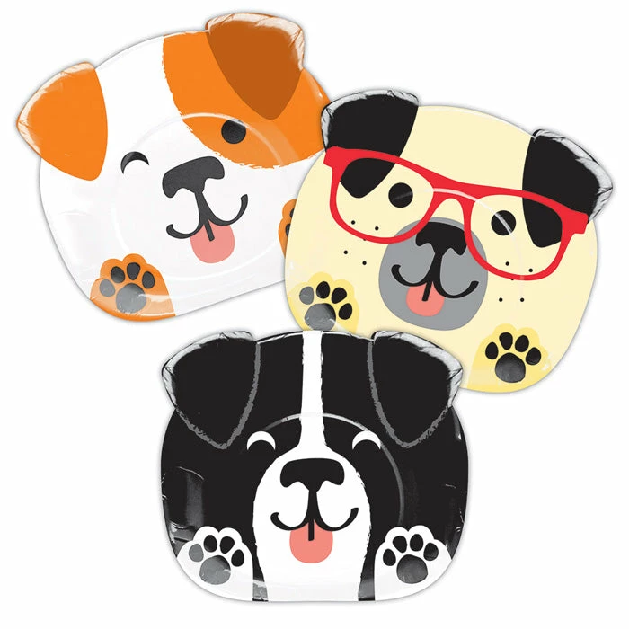 Creative Converting Dog Party Shaped Plate 9" Assorted Dogs, 8 Ct