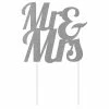Creative Converting Silver Glitter Mr & Mrs Cake Topper Bridal And Wedding