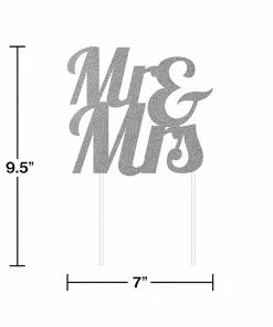 Creative Converting Silver Glitter Mr & Mrs Cake Topper Bridal And Wedding