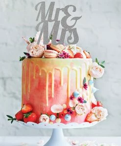 Creative Converting Silver Glitter Mr & Mrs Cake Topper Bridal And Wedding