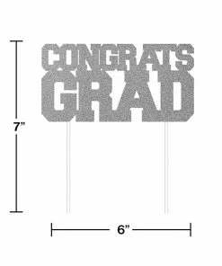 Creative Converting Silver Congrats Grad Cake Topper