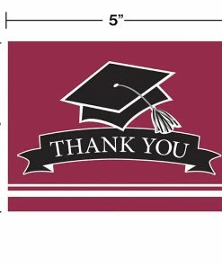 Creative Converting Graduation Party Supplies Graduation School Spirit Burgundy Red Thank You Notes, 25 Ct