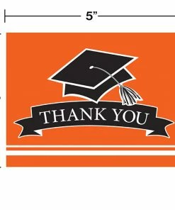 Creative Converting Graduation School Spirit Orange Thank You Notes, 25 Ct Graduation Party Supplies