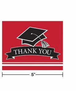 Creative Converting Graduation School Spirit Red Thank You Notes, 25 Ct Graduation Party Supplies