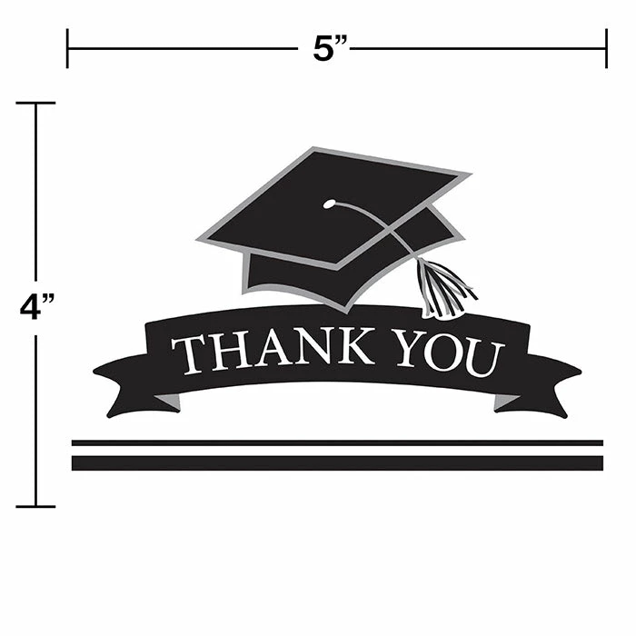 Creative Converting Graduation School Spirit White Thank You Notes, 25 Ct