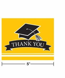 Creative Converting Graduation Party Supplies Graduation School Spirit Yellow Thank You Notes, 25 Ct