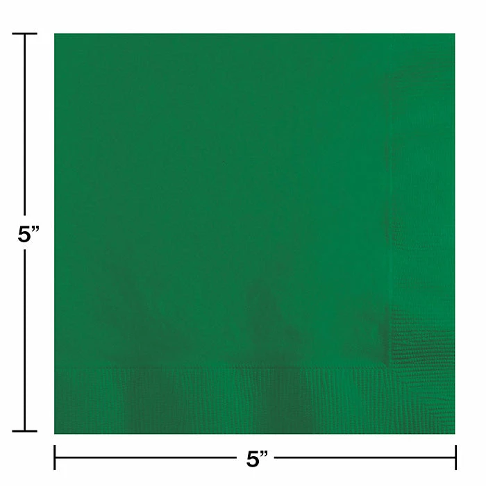 Creative Converting Emerald Green Beverage Napkin 2Ply, 200 Ct Solid Color Tableware