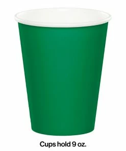Creative Converting Solid Color Tableware Emerald Green Hot/Cold Paper Cups 9 Oz., 24 Ct