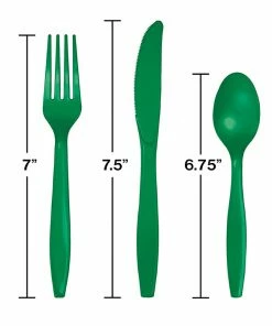Creative Converting Emerald Green Assorted Plastic Cutlery, 24 Ct