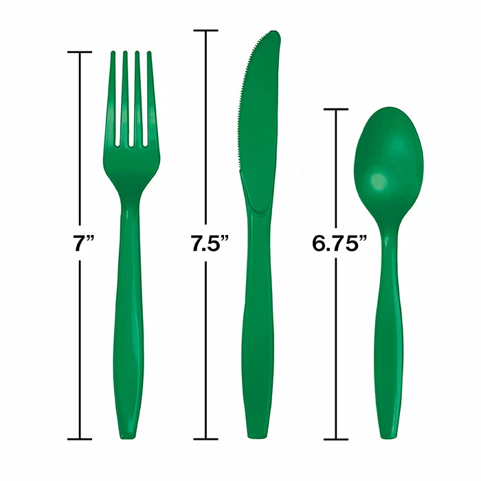 Creative Converting Emerald Green Assorted Plastic Cutlery, 24 Ct