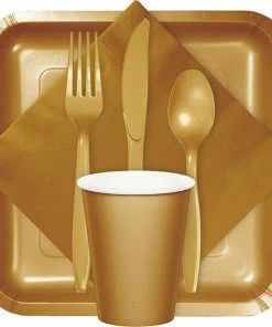 Creative Converting Solid Color Tableware Glittering Gold Dinner Napkins 2Ply 1/8Fld, 100 Ct