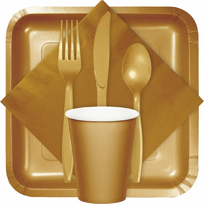 Creative Converting Solid Color Tableware Glittering Gold Luncheon Napkin 2Ply, 50 Ct