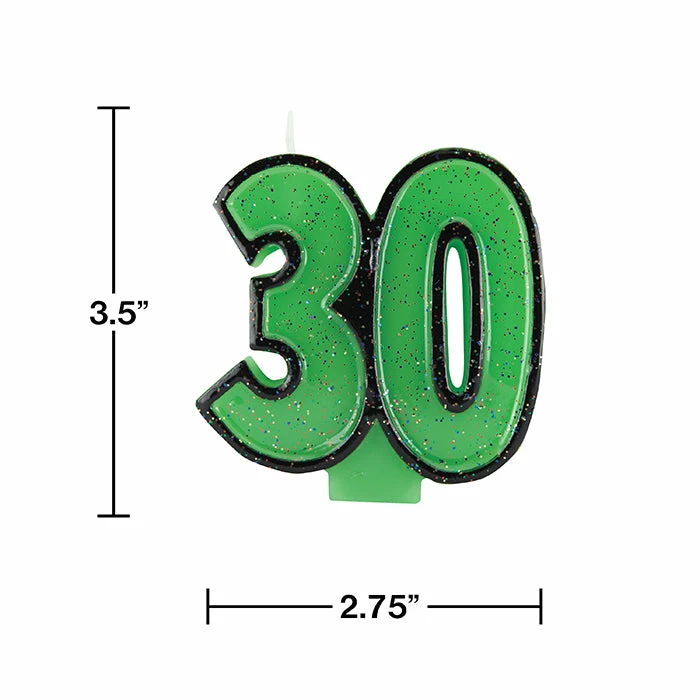 Creative Converting 30th Birthday Glitter Candle Birthday Party Candles