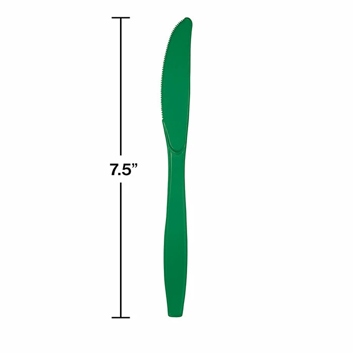 Creative Converting Solid Color Tableware Emerald Green Plastic Knives, 50 Ct