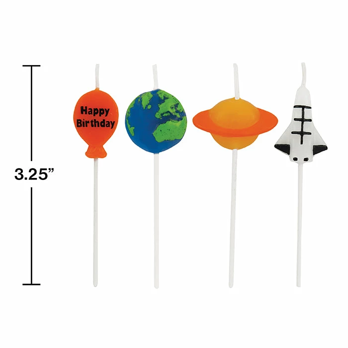 Creative Converting Birthday Party Candles Space Blast Pick Candles, 4 Ct
