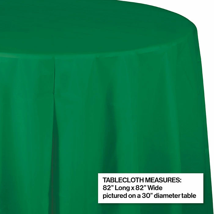 Creative Converting Emerald Green Tablecover, Octy Round 82" Plastic