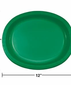 Creative Converting Solid Color Tableware Emerald Green Oval Platter 10" X 12", 8 Ct
