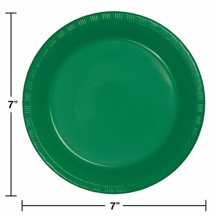 Creative Converting Solid Color Tableware Emerald Green Plastic Dessert Plates, 20 Ct