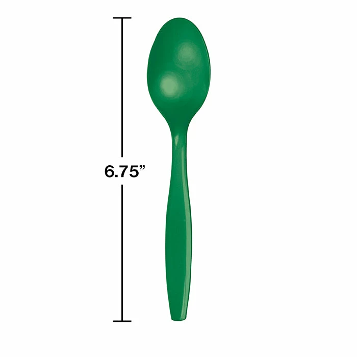Creative Converting Solid Color Tableware Emerald Green Plastic Spoons, 24 Ct