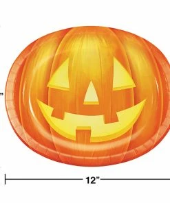 Creative Converting Halloween Pumpkin Oval Platters, 10" X 12", 8 Ct