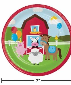 Creative Converting Farm Fun Dessert Plates, 8 Ct Kids Birthday Party Themes