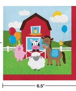 Creative Converting Kids Birthday Party Themes Farm Fun Napkins, 18 Ct
