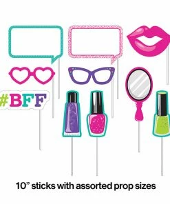 Creative Converting Kids Birthday Party Themes Sparkle Spa Party Photo Booth Props, 10 Ct