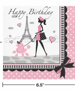 Creative Converting Party In Paris Birthday Napkins, 18 Ct Kids Birthday Party Themes