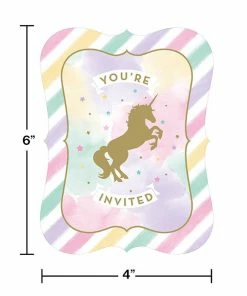 Creative Converting Kids Birthday Party Themes Unicorn Sparkle Invitation Postcard, 8 Ct